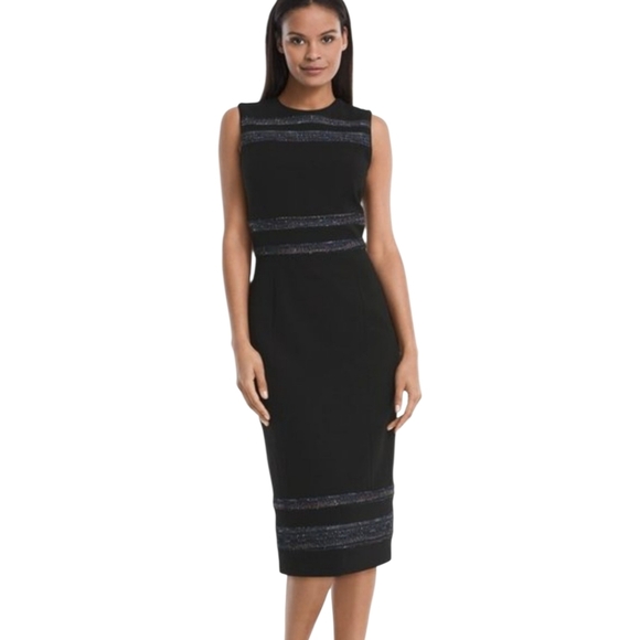 WHBM Black Sleeveless Embellished Sheath Dress Size 6 - Picture 1 of 5